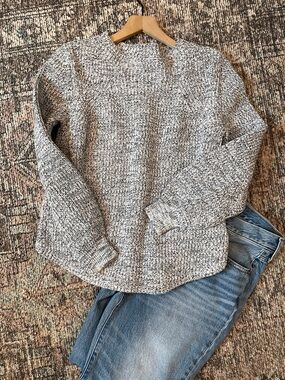 GAP Gray Marled Cotton Knit Sweater Size M
